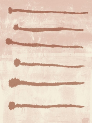 Picture of RUSTIC ABSTRACT INK BRUSH STROKES IN TERRACOTTA ON PINK AND WHITE