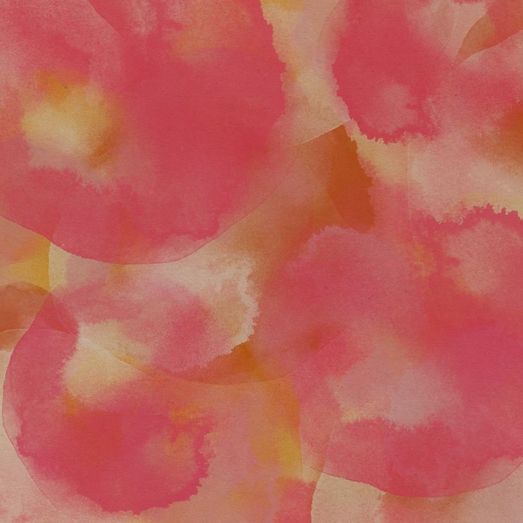 Picture of HAPPY BUBBLES. ABSTRACT WATERCOLOR SHAPES IN PINK AND TERRACOTTA.