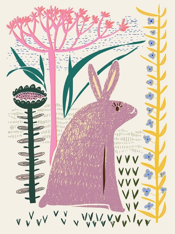 Picture of BLOCK PRINT LILAC BUNNY