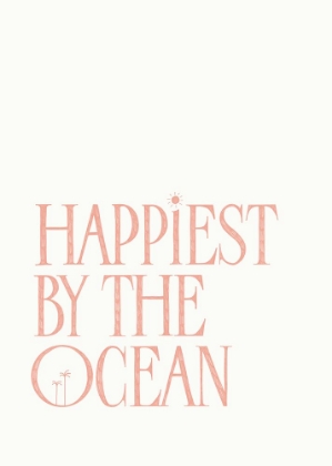 Picture of HAPPIEST BY THE OCEAN - SUMMER HANDLETTERING TEXT A QUOTE