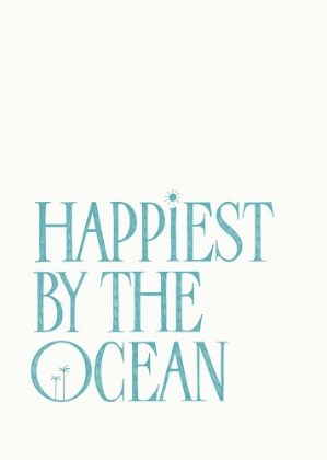 Picture of HAPPIEST BY THE OCEAN - SUMMER HANDLETTERING TEXT A QUOTE