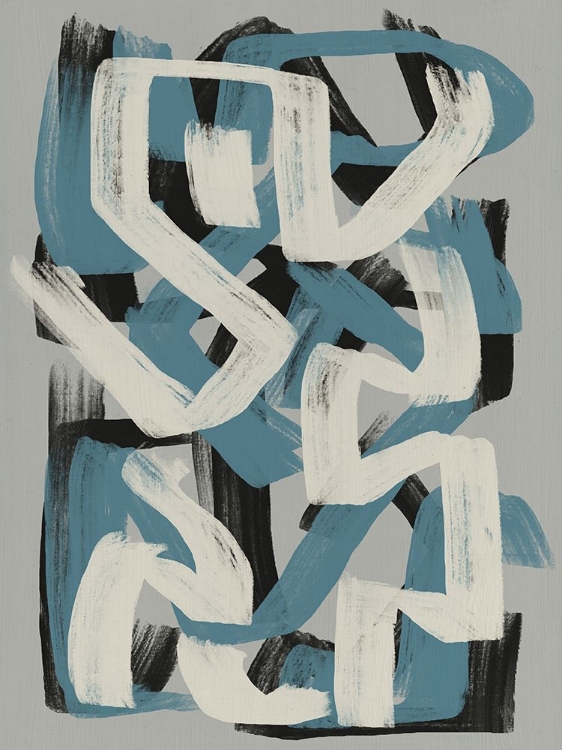 Picture of DRY BRUSH ABSTRACT IN GREY AND BLUE