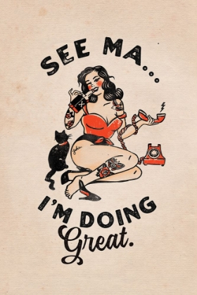 Picture of SEE MA POSTER FUNNY VINTAGE PINUP GIRL A CAT