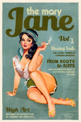 Picture of MARY JANE RETRO VINTAGE PINUP CANNABIS ART