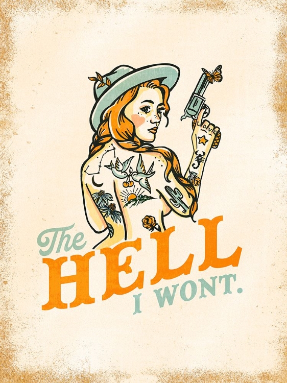 Picture of HELL I WONT SASSY TATTOO PINUP GIRL