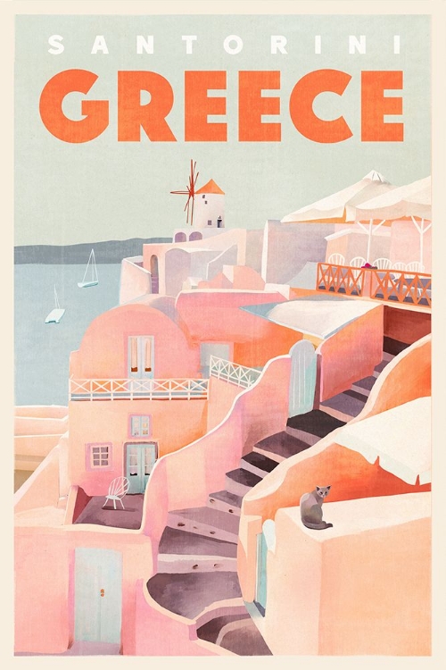 Picture of SANTORINI GREECE VINTAGE TRAVEL POSTER