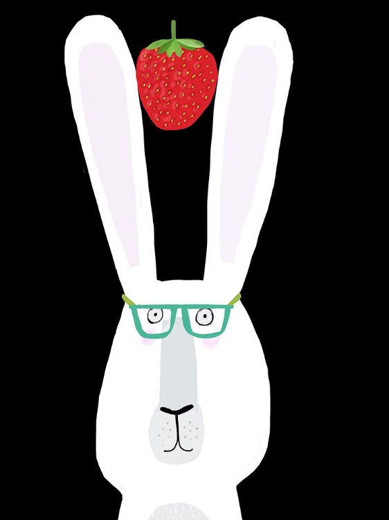 Picture of CUTE WHITE RABBIT WITH STRAWBERRY BY ARTIST CARLA DALY