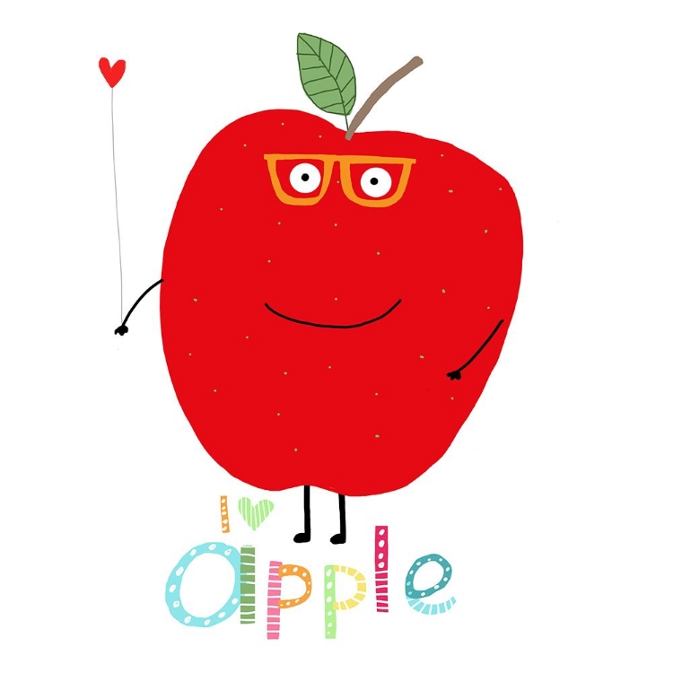 Picture of I LOVE APPLE! HAPPY APPLE HOLDING A LOVE HEART.