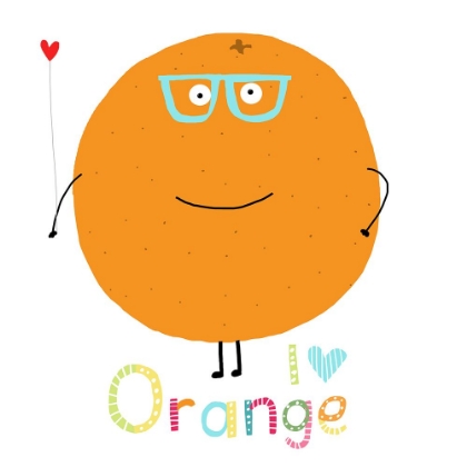 Picture of I LOVE ORANGE! CUTE ORANGE HOLDING A LOVE HEART.