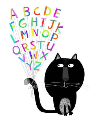 Picture of CUTE BLACK CAT WITH ALPHABET LETTERS BY CARLA DALY