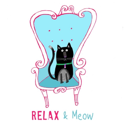 Picture of RELAX AND MEOW! FUNNY BLACK CAT SITTING ON A ARMCHAIR