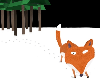 Picture of LITTLE RED FOX RUNNING IN THE SNOW BY ARTIST CARLA DALY