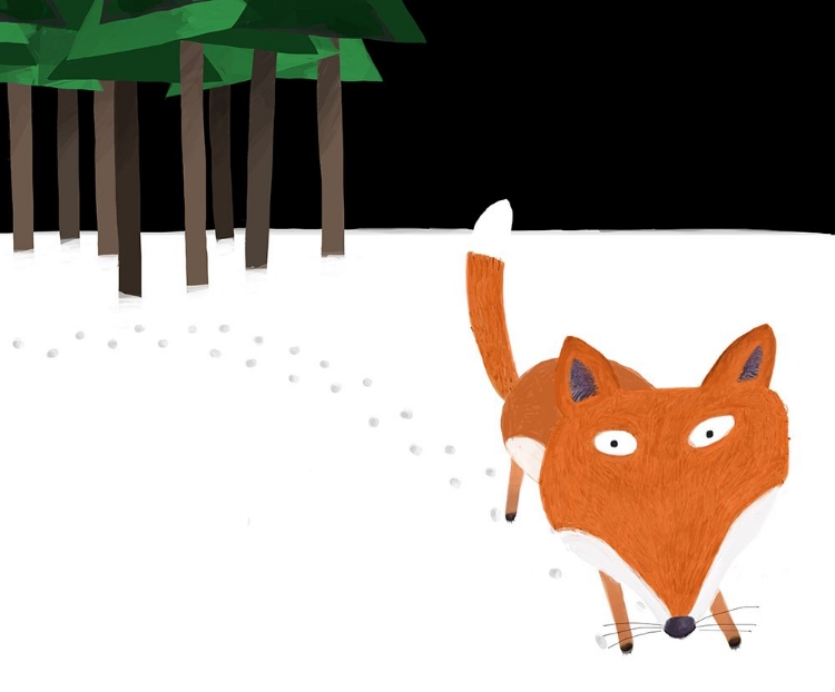 Picture of LITTLE RED FOX RUNNING IN THE SNOW BY ARTIST CARLA DALY