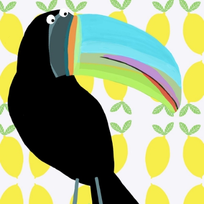 Picture of TROPICAL TOUCAN BIRD WITH LEMON PATTERN BACKGROUND BY CARLA DALY