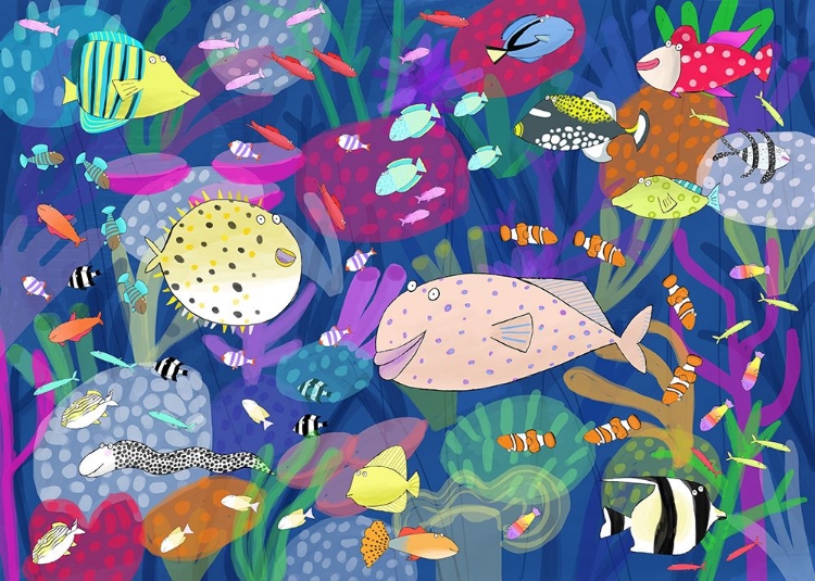 Picture of COLORFUL TROPICAL FISH ILLUSTRATION BY ARTIST CARLA DALY