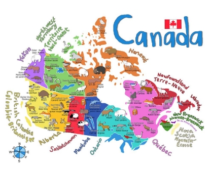 Picture of ILLUSTRATED MAP OF CANADA WITH ANIMALS BY CARLA DALY