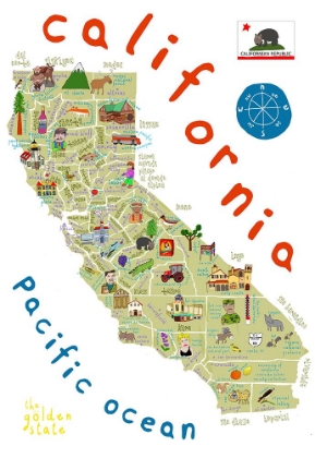 Picture of ILLUSTRATED MAP OF CALIFORNIA BY ARTIST CARLA DALY