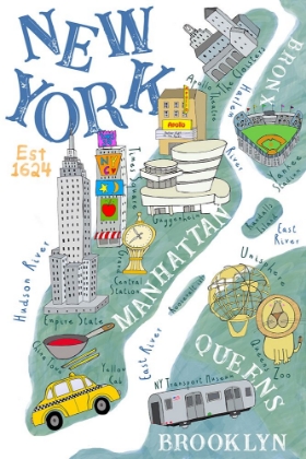 Picture of ILLUSTRATED MAP OF NEW YORK BY ARTIST CARLA DALY