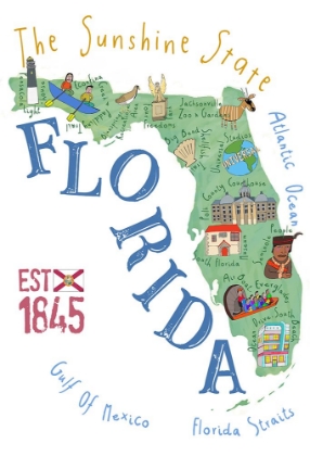 Picture of FLORIDA STATE MAP BY ARTIST CARLA DALY