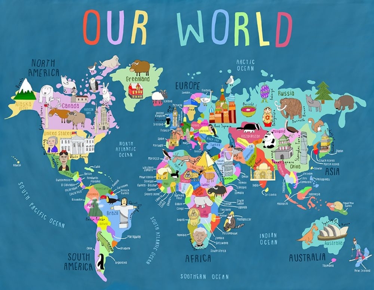 Picture of OUR WORLD ILLUSTRATED WORLD MAP FOR KIDS