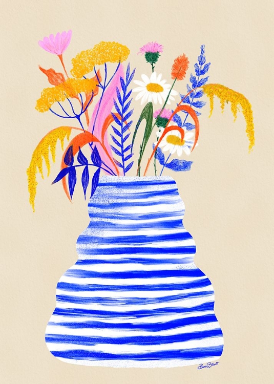 Picture of HAPPY FLORAL VASE WITH STRIPES