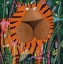 Picture of CUTE TIGER PEEKING OUT OF THE JUNGLE BY ARTIST CARLA DALY