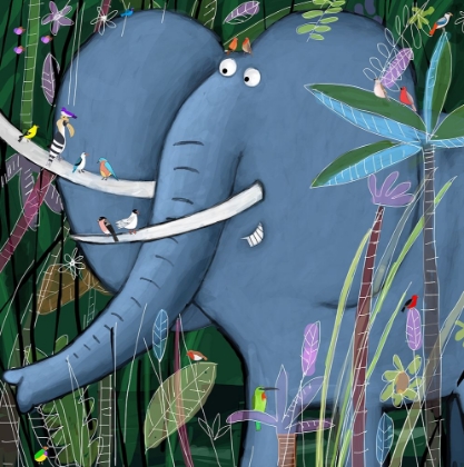 Picture of LARGE ELEPHANT PEEKS OUT OF THE JUNGLE BY ARTIST CARLA DALY