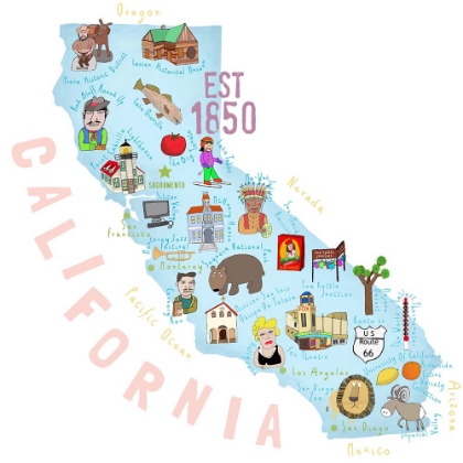 Picture of THE GOLDEN STATE OF CALIFORNIA ILLUSTRATED BY ARTIST CARLA DALY