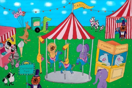 Picture of WELCOME TO THE CAROUSEL WITH FUNNY ANIMALS BY ARTIST CARLA DALY