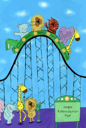 Picture of JUNGLE ANIMALS WHIZZING DOWN THE ROLLERCOASTER BY CARLA DALY