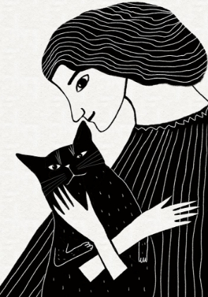 Picture of CAT LADY WITH BLACK CAT