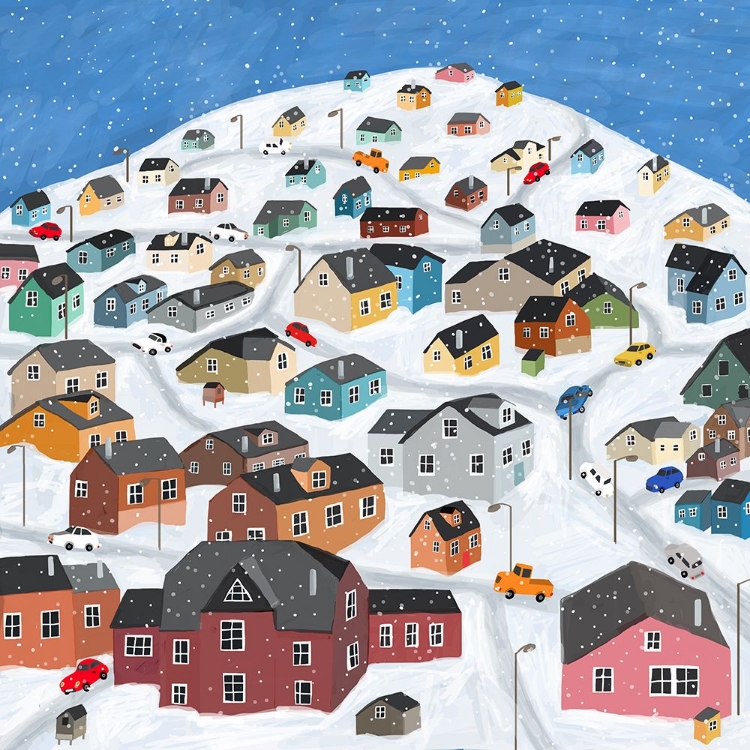 Picture of SNOWY VILLAGE WITH COLORFUL HOUSES BY ARTIST CARLA DALY