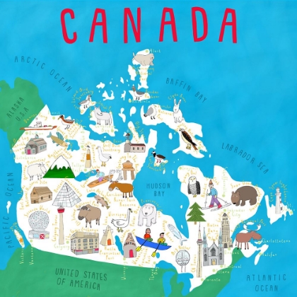 Picture of ILLUSTRATED MAP OF CANADA BY ARTIST CARLA DALY