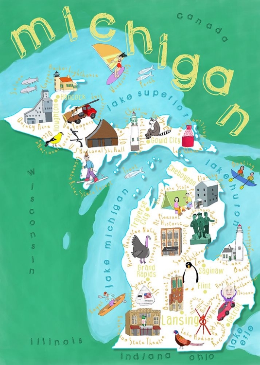 Picture of ILLUSTRATED MAP OF MICHIGAN