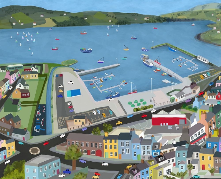 Picture of ARIAL VIEW OF DINGLE HARBOR BY IRISH ARTIST CARLA DALY