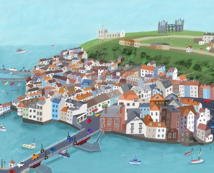 Picture of AERIAL VIEW OF BEAUTIFUL WHITBY BY ARTIST CARLA DALY