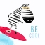 Picture of BE COOL! CUTE ZEBRA SURFING THE WAVES BY ILLUSTRATOR CARLA DALY