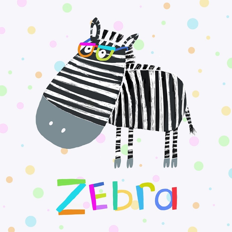 Picture of FUNNY ZEBRA WEARING GLASSES BY ILLUSTRATOR CARLA DALY