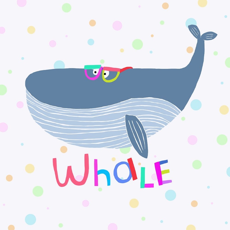 Picture of CUTE WHALE WEARING COLORFUL GLASSES BY ILLUSTRATOR CARLA DALY