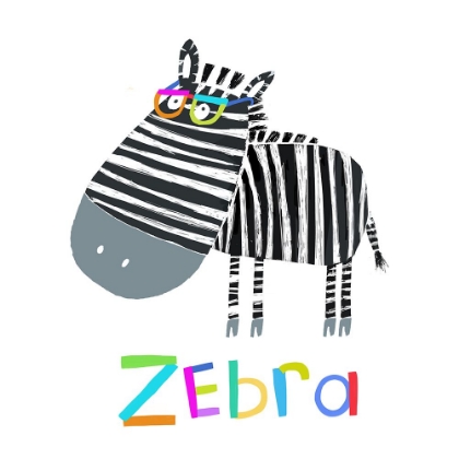 Picture of FUNNY ZEBRA WEARING GLASSES BY ILLUSTRATOR CARLA DALY