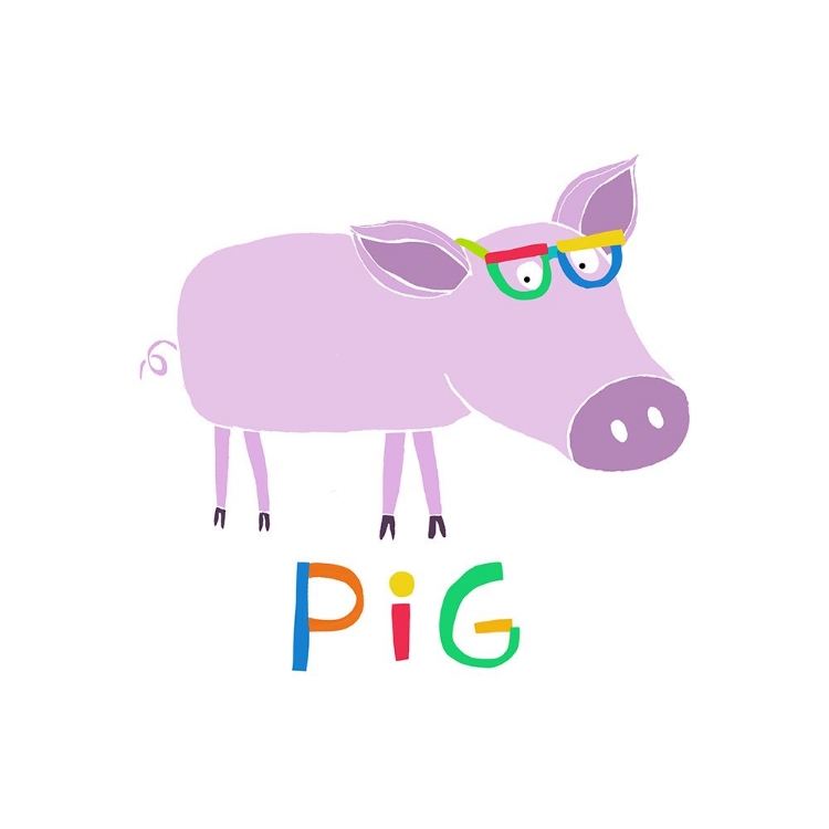 Picture of CUTE PINK PIG WITH FUNNY COLORFUL GLASSES BY ARTIST CARLA DALY