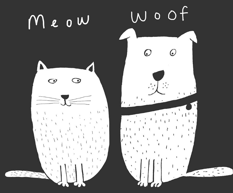 Picture of MEOW WOOF! FUNNY CAT AND DOG ILLUSTRATION BY ARTIST CARLA DALY