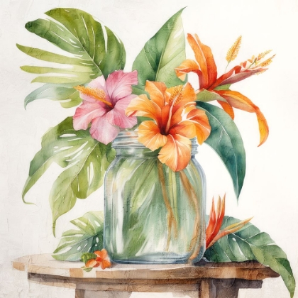 Picture of TROPICAL FLORAL JAR 1