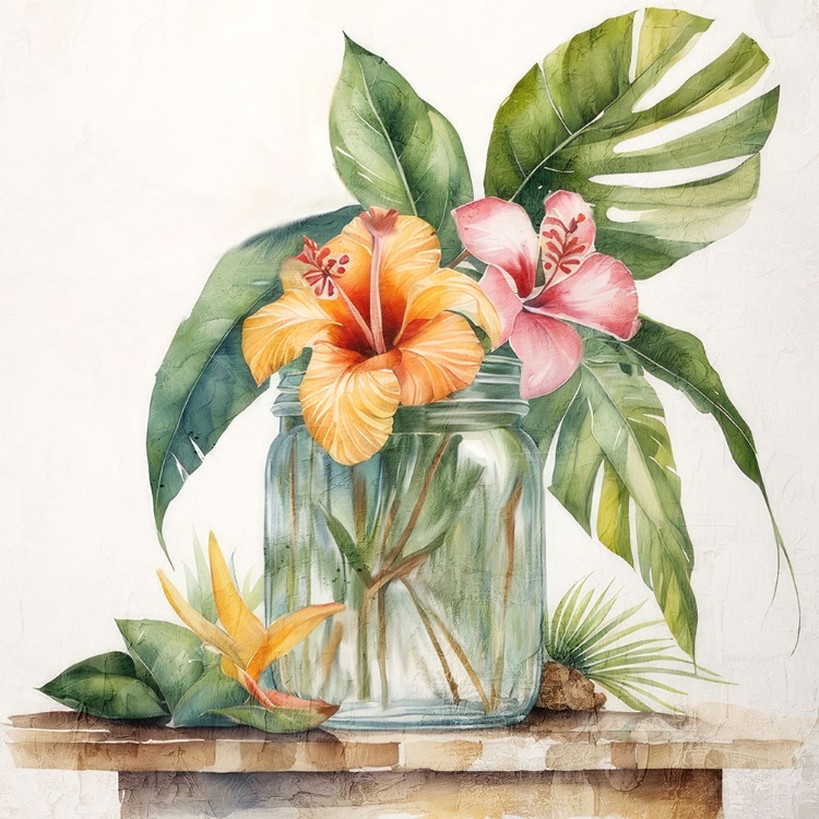 Picture of TROPICAL FLORAL JAR 2