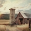 Picture of TEXTURED BARN AND SUNSET