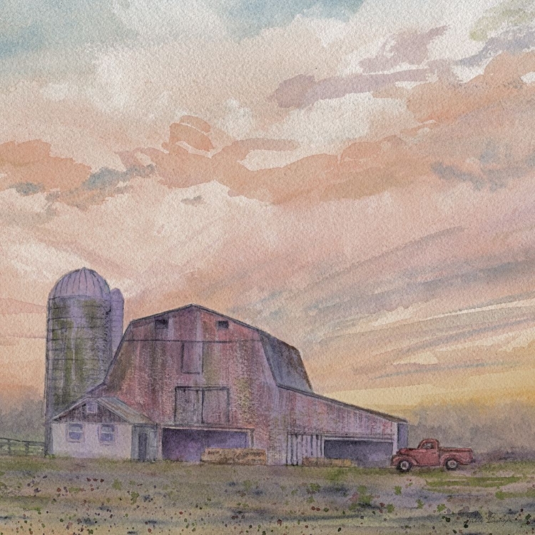 Picture of RED BARN AT SUNSET 3 V2