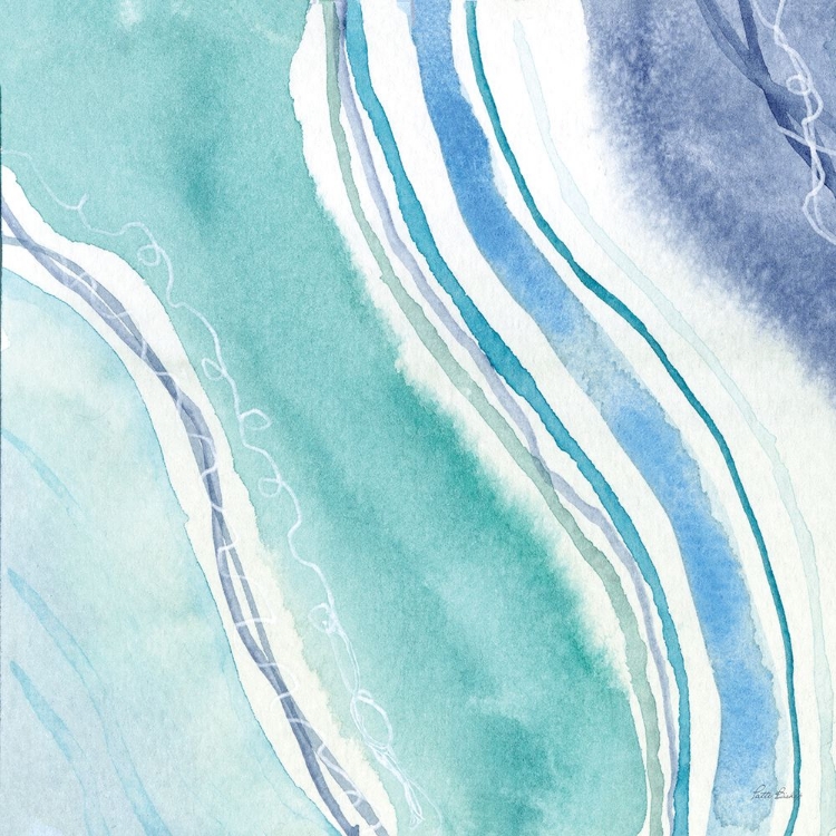 Picture of ABSTRACT BLUE TEAL WAVES 3