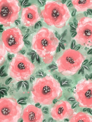 Picture of ABSTRACT FLORAL PINK AND GREEN