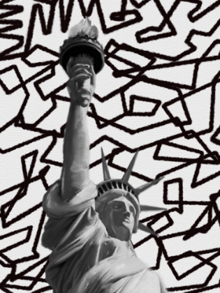 Picture of BLACK AND WHITE STATUE OF LIBERTY