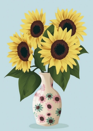 Picture of VASE OF SUNFLOWERS